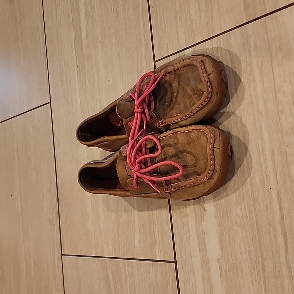 Twisted X size 7 brown and pink loafers